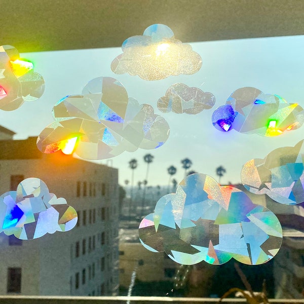 Set de pegatinas grandes de atrapasoles con forma de nube, pegatina para ventana, adhesivo para ventanas, pegatinas atrapasoles, regalo para ella, detalle navideño