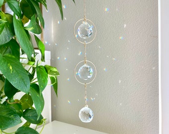 Three Level Crystal Suncatcher (Gold), Window Crystal, Housewarming gift, Birthday gift, Sympathy gift, Gift for Mom