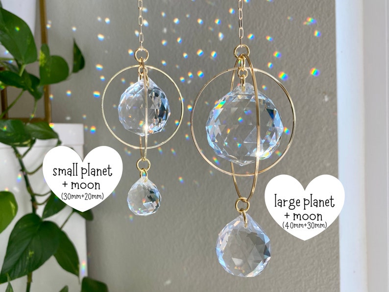 PlanetMoon Crystal Suncatcher, Rainbow maker, Housewarming gift, Wall hanging, Birthday gift, Sympathy gift, Mothers Day gift image 2