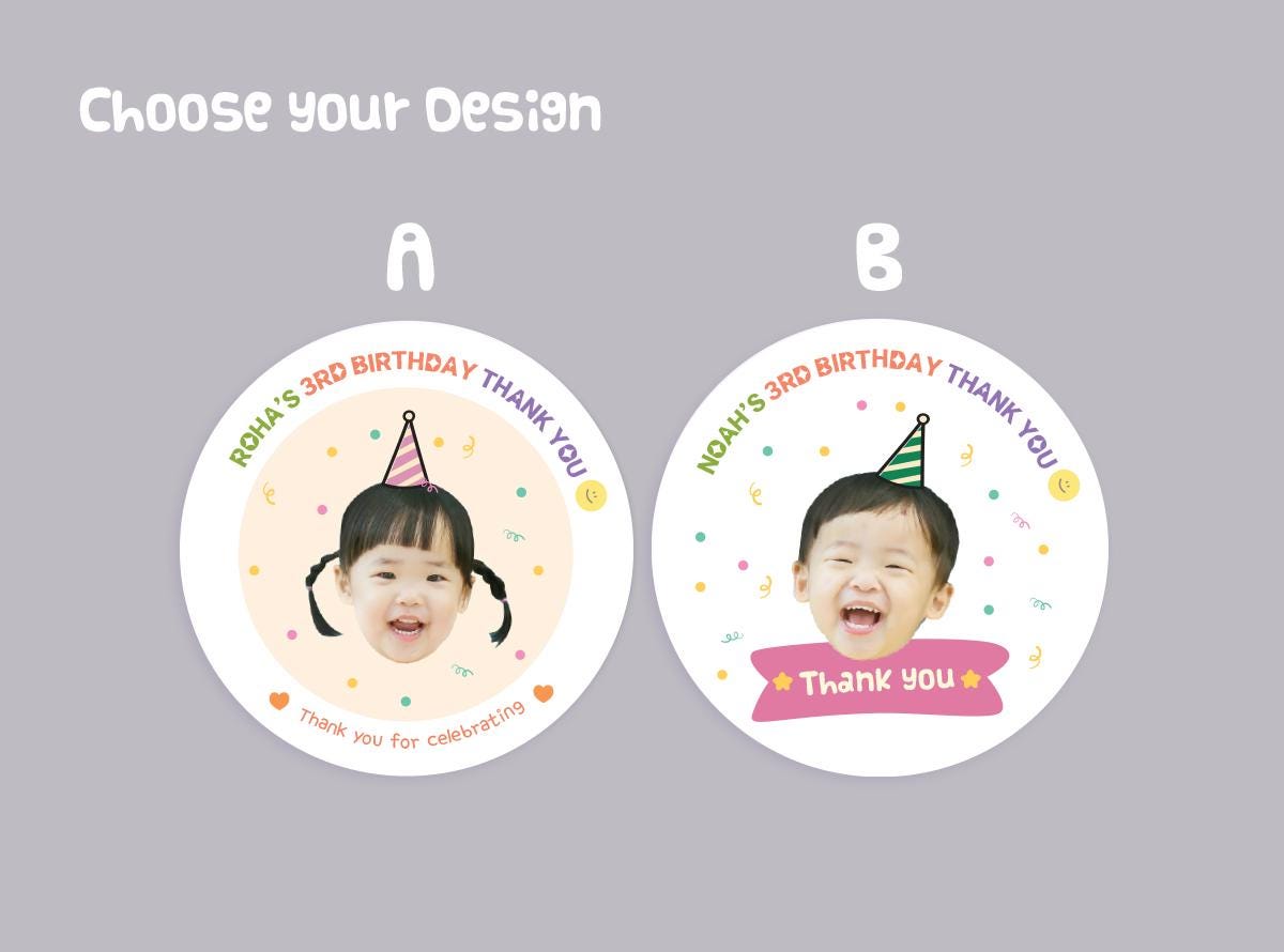 Personalized Birthday Stickers: Photo Favor Stickers, Party Decoration ...