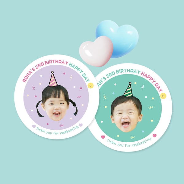 Personalized Photo Birthday Sticker: Party Favor Label