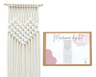 Macrame Heart Wall Hanging 100% Cotton Rope, Great for Beginners, Nursery Decor