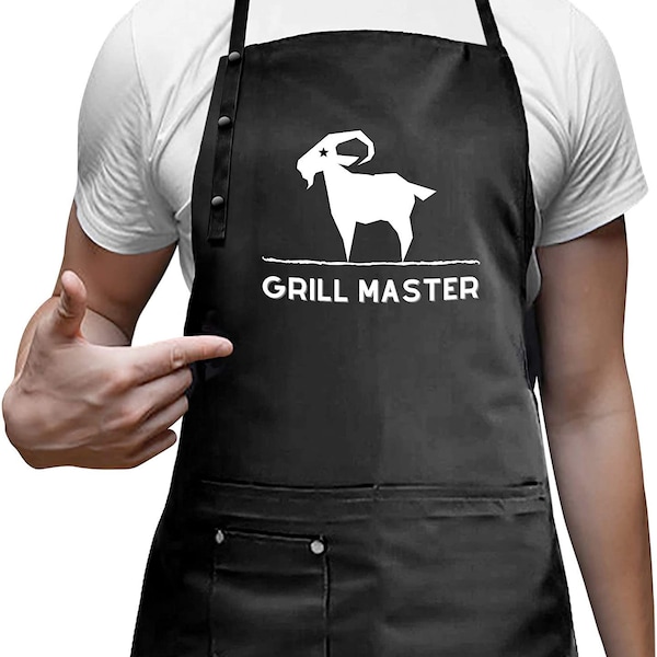 CLEARANCE GOAT Grill Master Cooking Apron Adult Men and Women, Perfect Cooking, BBQ Apron, Grilling Gift, Housewarming Pockets