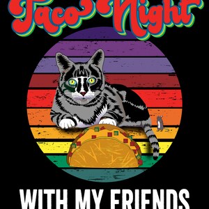 Taco Night With My Friends na koszulce unisex z krótkim rękawem. Świetne na sezon zakupów świątecznych prezentów