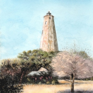 Stampa giclée del faro di Bald Head Island