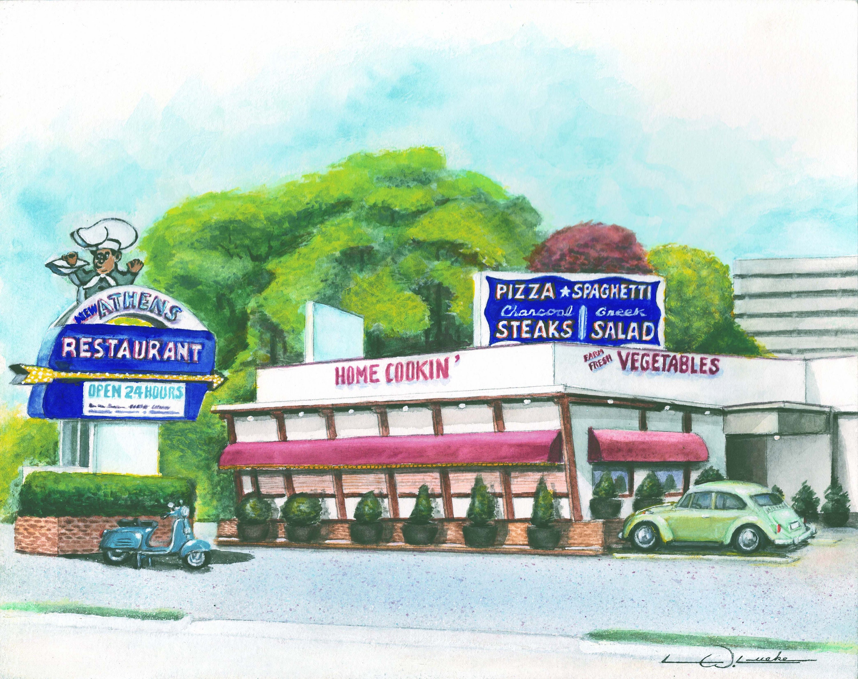 Athens Restaurant Giclée Print Australia