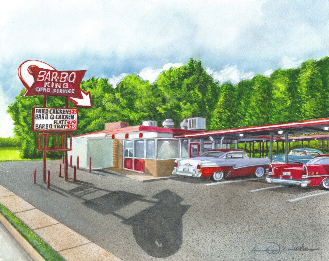 Barbq King Drivein Giclée Print Etsy