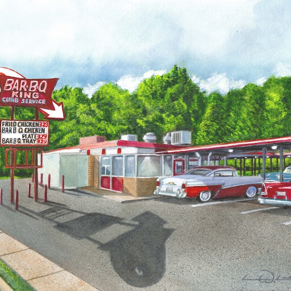 Bar-B-Q King Drive-In Giclée Print