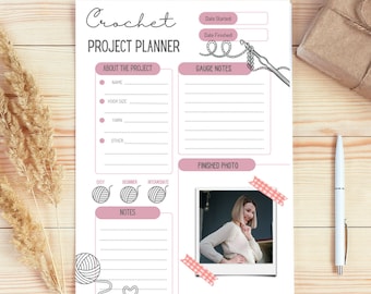 Printable crochet planner, Crochet planner, Crochet project planner, Digital Download, Organize crochet projects, Create your own planner