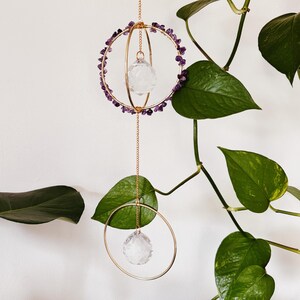 Dorm Decor| Amethyst Crystal Suncatcher | Hanging Suncatcher Prism | Gemstone Suncatcher | Gift for Home | Witchy Home Decor | Rainbow Maker