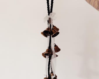 Black Witches Bells with Pentacle Charm: Witchy Home Decor