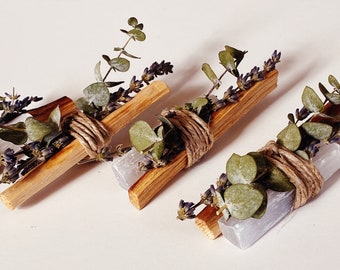 Palo Santo, Selenite, Eucalyptis, and Lavender Smudge Stick