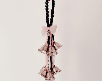 Black Silver Witches Bells with Pentacle Charm: Witchy Home Decor