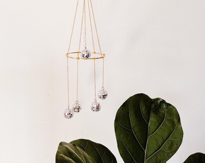 Disco Ball Sun Catcher Mobile: Boho Home Decor