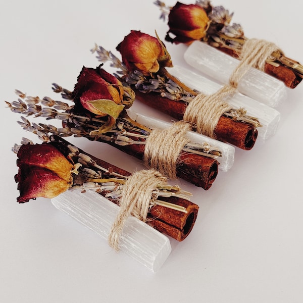 Selenite, Cinnamon, Rose, and Lavender Bundle | Potection Bundle
