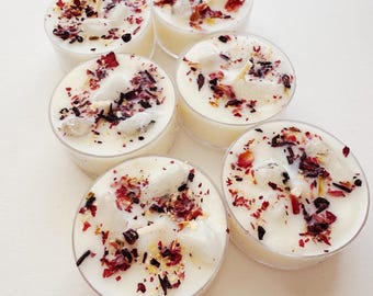 Moonstone Crystal Tea Light Candle: Rose and Jasmine Aromatherapy Full Moon Spell Candle