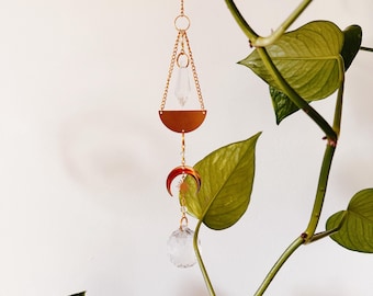 Moon Crystal Suncatcher: Boho Rainbow Maker Hanging Decor