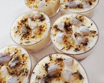 Bougie en cristal d'agate bleue : bougie chauffe-plat d'aromathérapie - Paix et apaisement