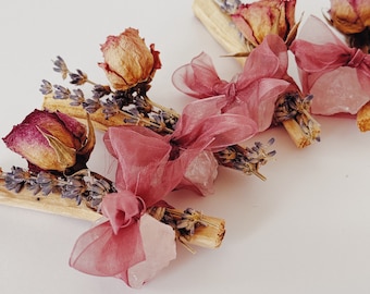 Rose Quartz Palo Santo Smudge Stick: Witchy Home Decor Altar Tool