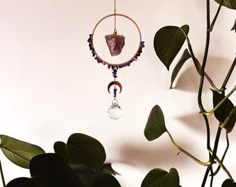 Amethyst Crystal Sun Catcher : Boho Home Decor