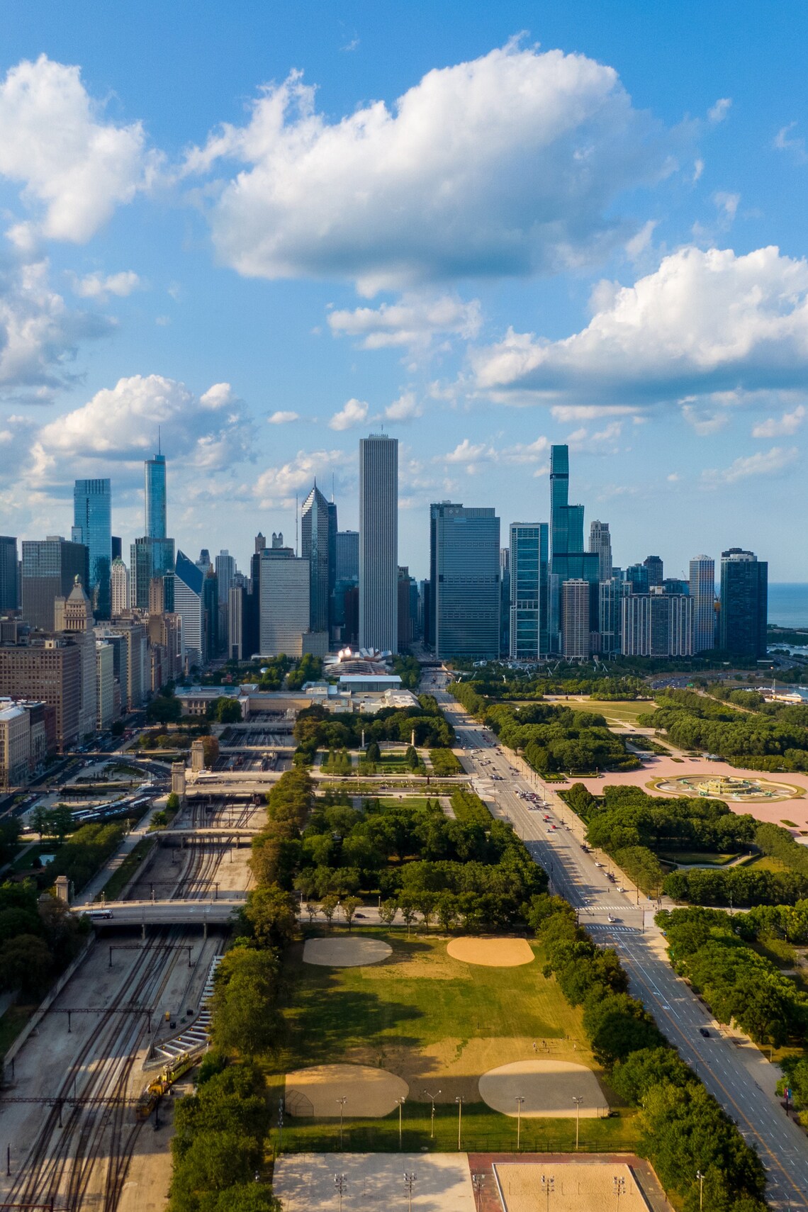 Chicago Skyline Aerial View of Grant Park SemiGlossy City Etsy