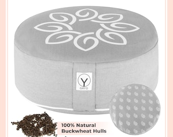 Buckwheat Meditation Cushion with Cotton Cover, Yoga Pillow