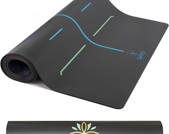 Eco Balance Sustainable Non-Slip Yoga Mat with Alignment Lines & Carry Strap, 5mm Thick