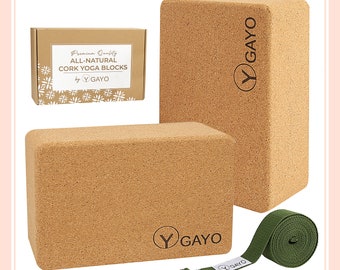 Sustainable Cork Yoga Blocks and Strap Set: Large, Sturdy, and Supportive