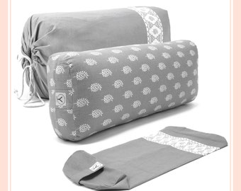 Organic Cotton Yoga Bolster Set: Standard Size with Interchangeable Cover and Carry Bag, Eco-conscious yoga gift