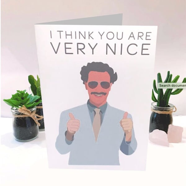 borat birthday i think you are very nice funny card borat fans gift digital file all ages any friend family boyfriend girlfriend