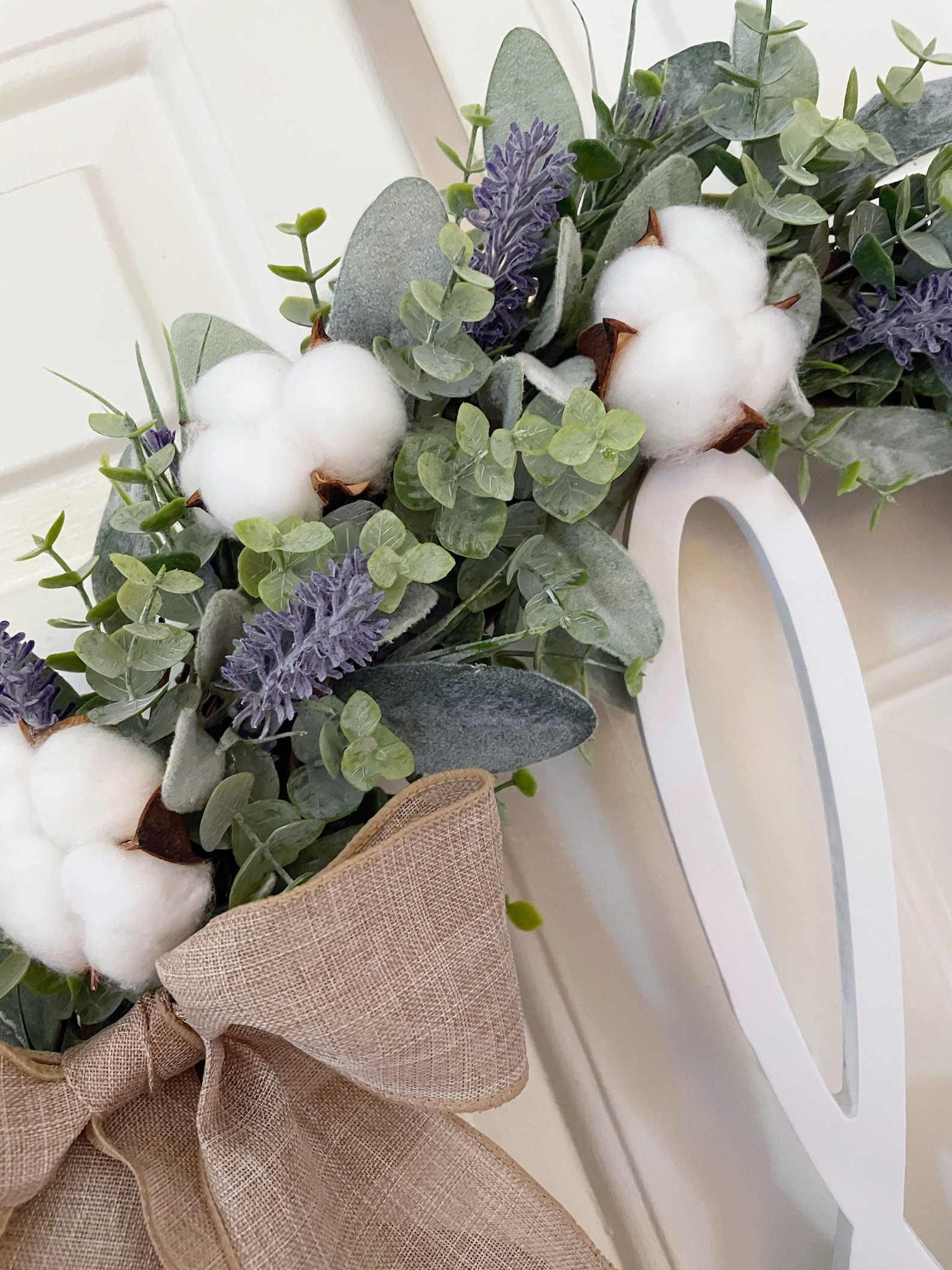 Lambs ear cotton wreath lavender wreath eucalyptus wreath Etsy