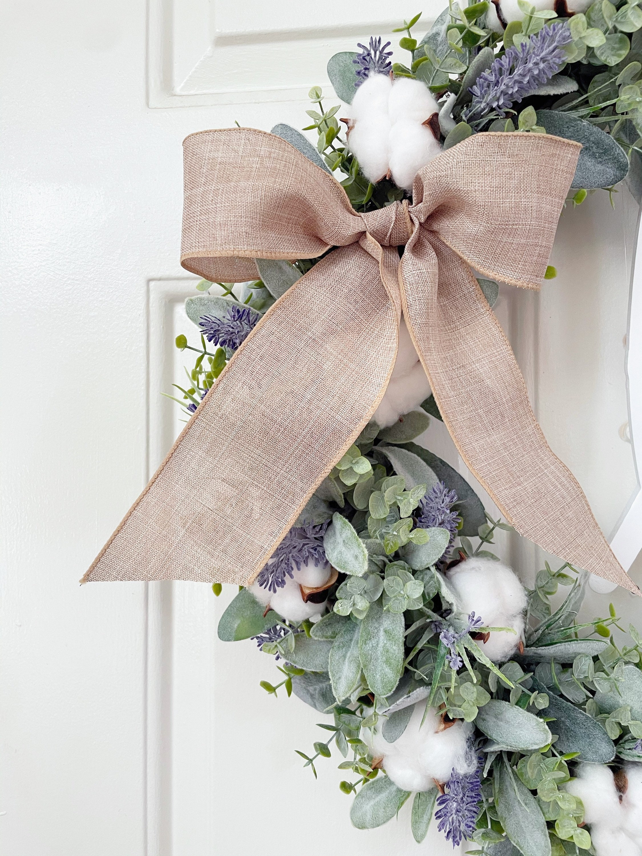 Lambs ear cotton wreath lavender wreath eucalyptus wreath Etsy