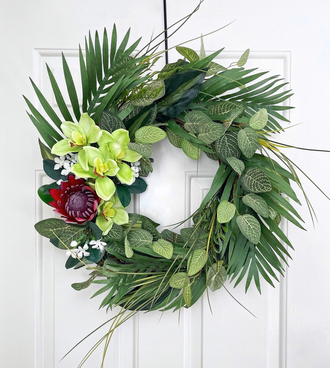 Tropical Beach Wreath, Summer Wreath, Palm Leaves Wreath, Protea Wreath