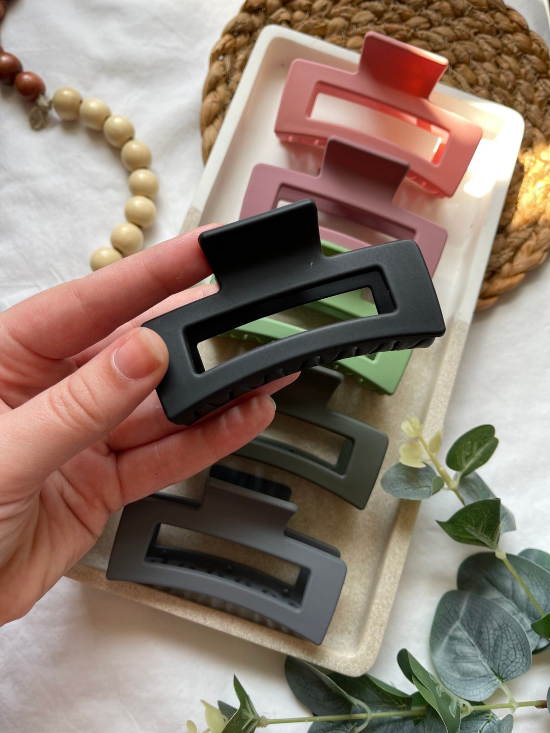Matte Rectangle Hair Claw | Hair Claw Clip | Loop Hair Clip | Hair ...