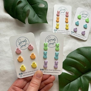 Easter Peep Stud Earrings | Polymer Clay Earrings | Handmade Stud Earring | Easter Earrings | Gift for Her | Easter Basket Filler