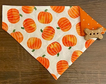 Pumpkin Patch | Over The Collar Bandana | Customizable | Fall Dog Bandana | Reversible Bandana | Pet Bandana | Pet Accessories | Pumpkin