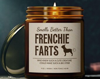 French Bulldog Dog Fart Candle Frenchie Gifts French Bulldog Dad Gifts Custom Bulldog Gift for Frenchie Owner Funny French Bulldog Christmas
