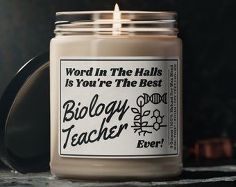 BIOLOGY TEACHER GIFT, Biology Teacher Candle, Gift for Biology Teacher, Biology Themed Gifts, Science Teacher Gift, Biology Teacher