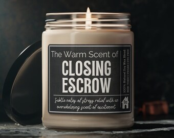 NEW HOMEOWNER GIFT, Closing escrow candle, realtor gifts, housewarming gifts new home, housewarming gift basket, real estate office