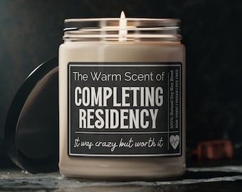 RESIDENCY CANDLE, completing residency gifts, residency graduation, doctor gifts, residency graduation gifts, medical school graduation gift