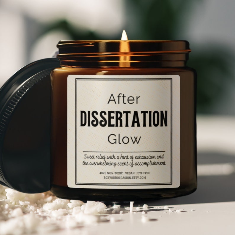 Custom PHD Gift Dissertation Candle Doctoral Gift For Her Residency Graduation Graduation Basket Dissertation Gift Medical School Graduate image 1