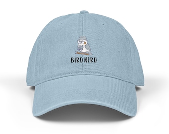 Sombrero bordado de pájaro nerd, regalo para él, ropa de observación de aves, ideas divertidas para regalos de observación de aves, sombrero para ella, sombrero vaquero de pájaro.