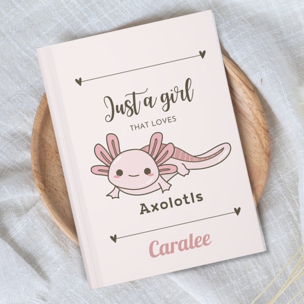 Custom Axolotl Journal Cute Notebook For Teen Girl Axolotl Gifts Monogram Notebook Personalized Journal Gifts For Women Pink Axolotl Diary