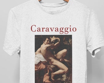 Maglietta Caravaggio San Giovanni Battista – Maglietta in cotone con stampa di arte barocca