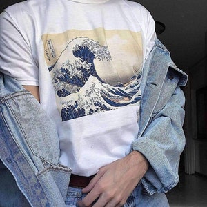 Koszulka Wielka fala w Kanagawie - Hokusai - Jakość premium - Okres Edo - Ekaku - Buson - Kanagawa - Góra Fuji