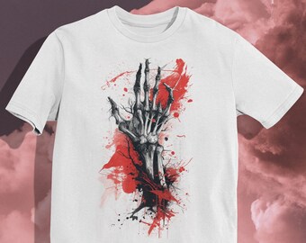 Skeleton Hand Graphic T-Shirt: Gothic Dark Art Apparel