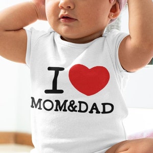 I Love Mom And Dad Baby Vest - Personalized Funny Baby Bodysuit Gift - Personalized Funny Baby Vest - Funny  - I Love My Dad