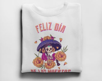 Feliz Dia de Muertos T shirt  / Mexico Day of the Dead / Day of the Dead Skeleton T shirt / Halloween Gift %100 Premium Cotton - Unisex
