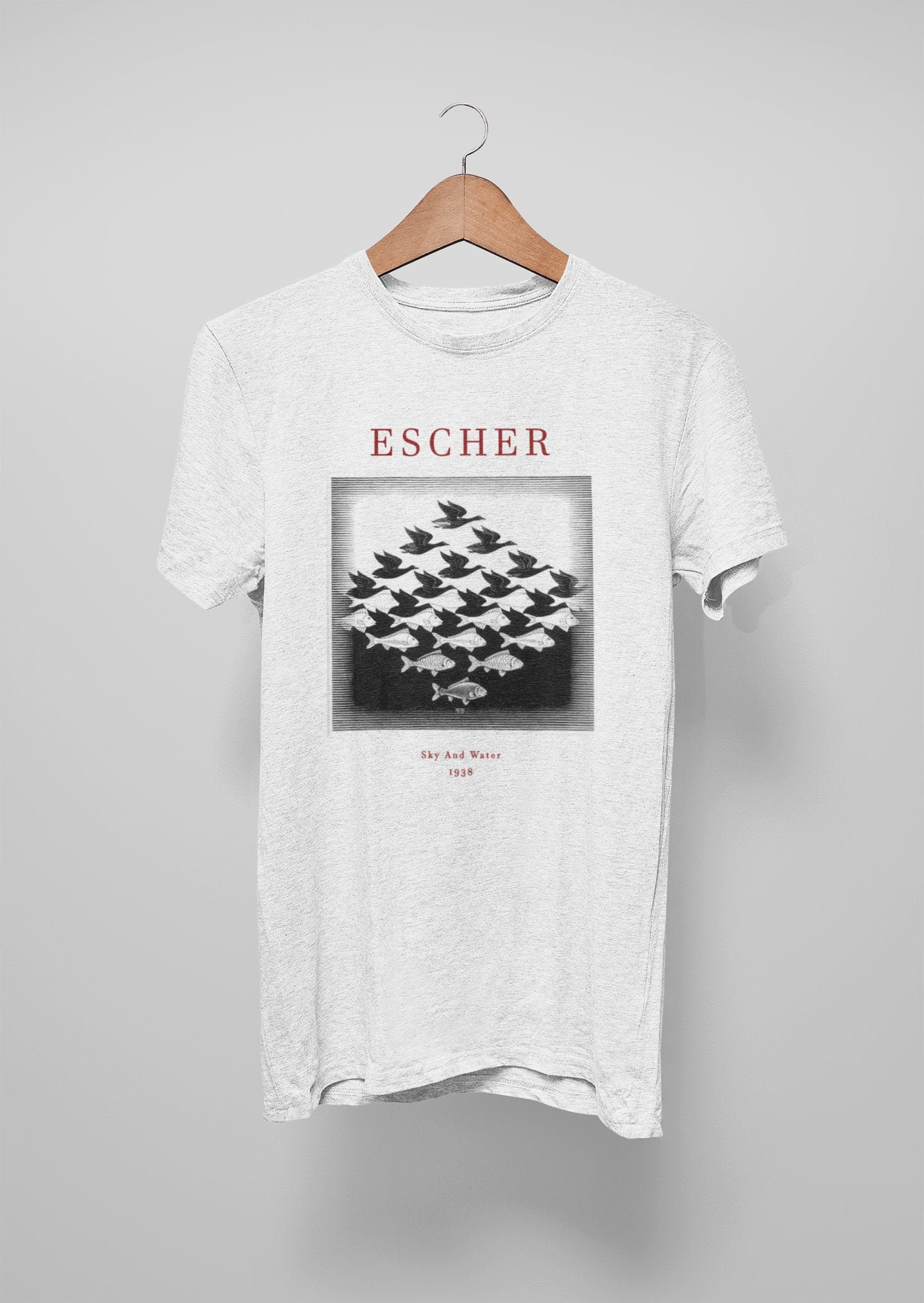 エッシャー 空と水 Tシャツ、コットン メタモルフォーシス Tシャツ 