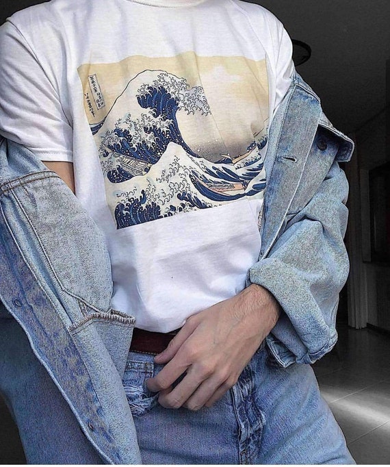 La grande onda fuori dalla maglietta Kanagawa Hokusai Qualit